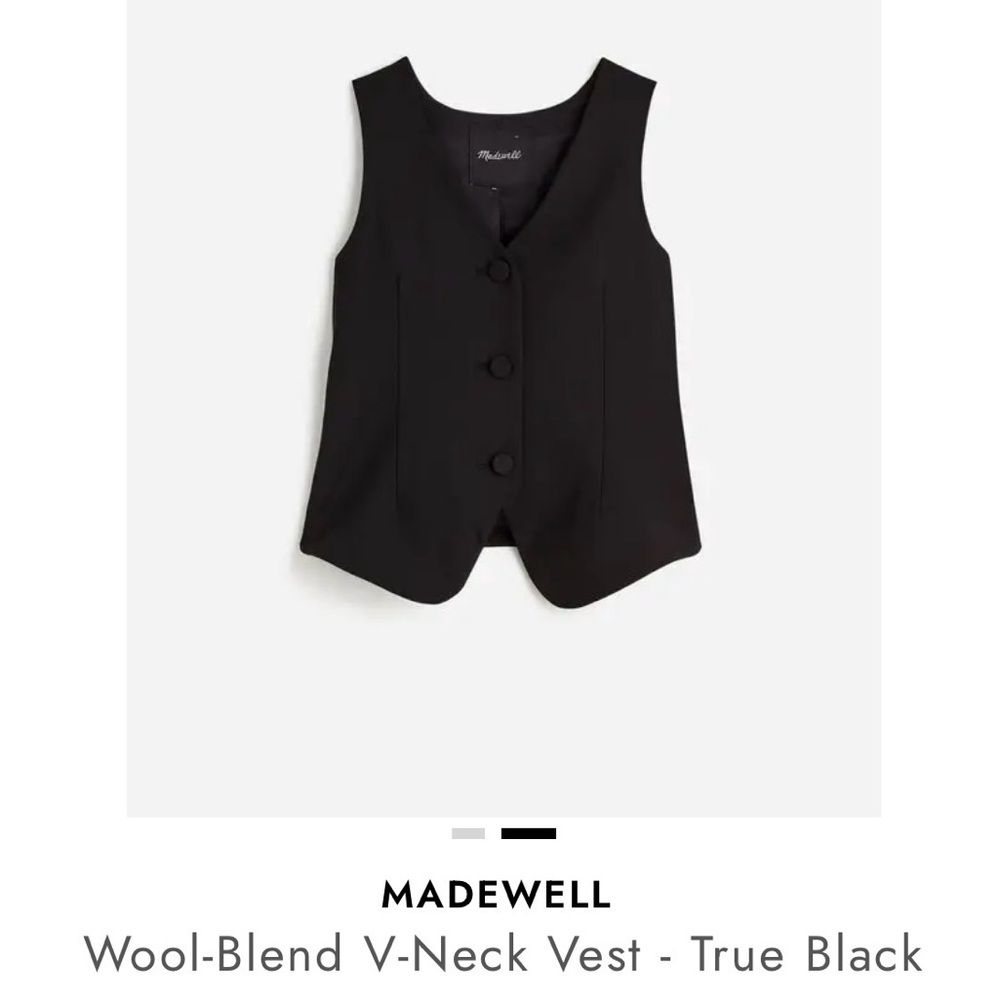 Madewell Wool-Blend V-Neck Vest in True Black- NWT
